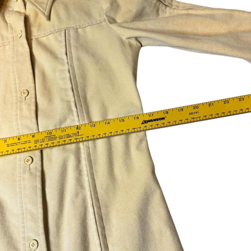 Vtg Sincerely Gidding Jenny Faux Suede Pintuck Shirt Dress Cream 70s Size S-M - Picture 9 of 12